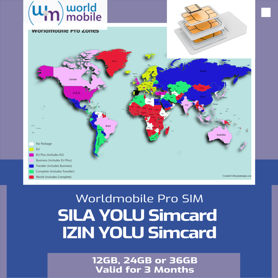 Sila Yolu Simcard (Serbia, Türkiye, UK, Switzerland and European Union) / Valid for 3 Months