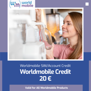Worldmobile Prepaid Credit – Prepaid Balance – 20 EURO