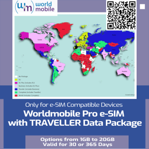 Worldmobile PRO ESIM with TRAVELER Data Package (81 Countries)