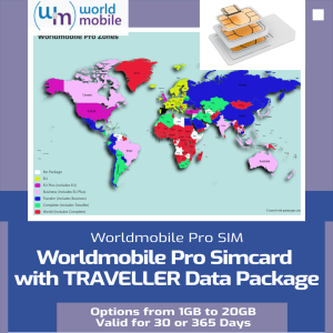 Worldmobile PRO SIM Card with TRAVELER Data Package